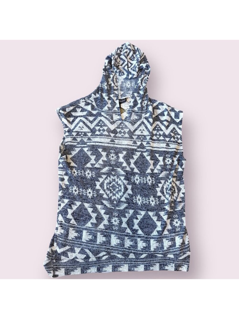 Almost Famous Women’s Blue Aztec Hooded Top with Lace Detail